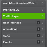Googel Maps API + Traffic Layer（交通渋滞情報レイヤー） +ON/OFFボタン ／JQtouch